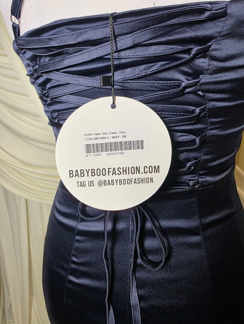 Vestido largo Helen  BABYBOO - Azul marino XS NWT $150 - Picture 12 of 15